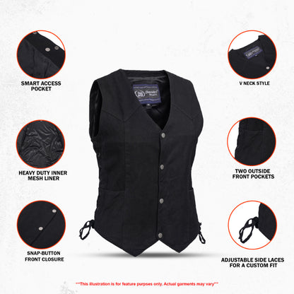 DM952 Women's Denim Classic Side Lace Vest