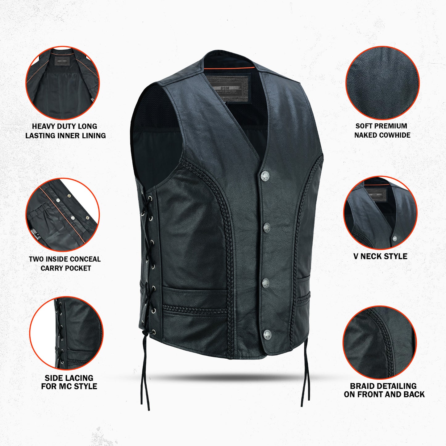 Forge - Men's Motorcycle Leather Vest