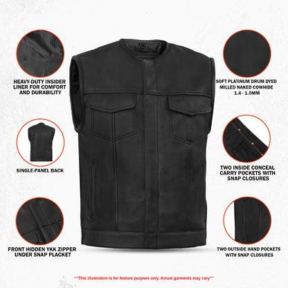 DS187 Upgraded Style Gun Pockets, Hidden Gun Metal Zipper, Bottom Sid