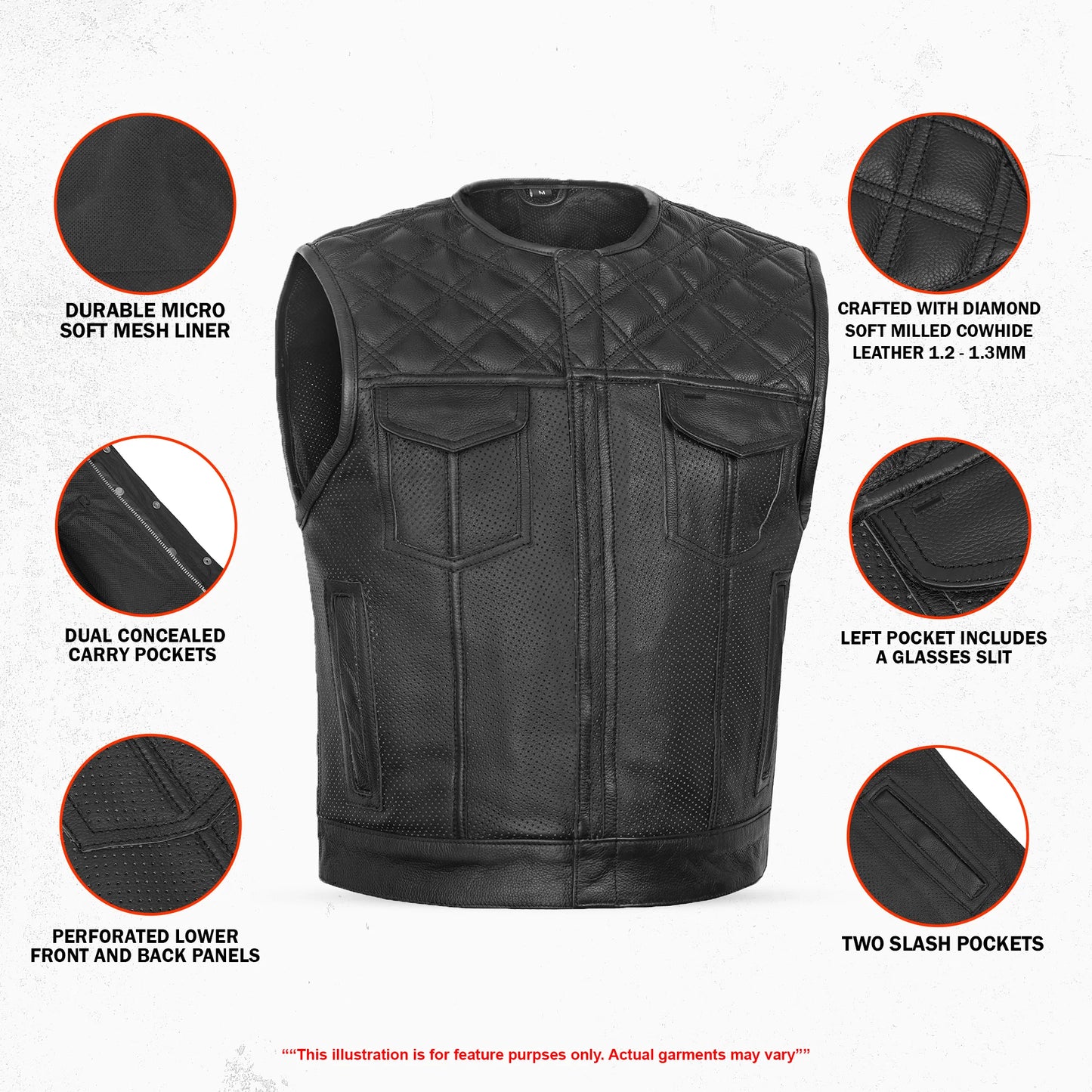 Clubhouse Men's Motorcycle Leather Vest