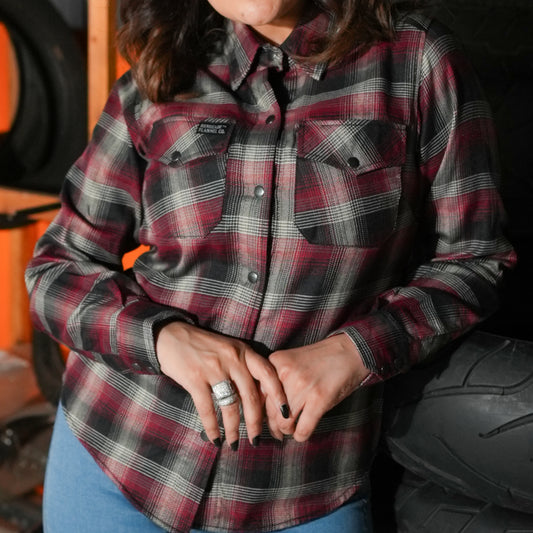 Crimson Check Women’s Maroon, Black White Flannel