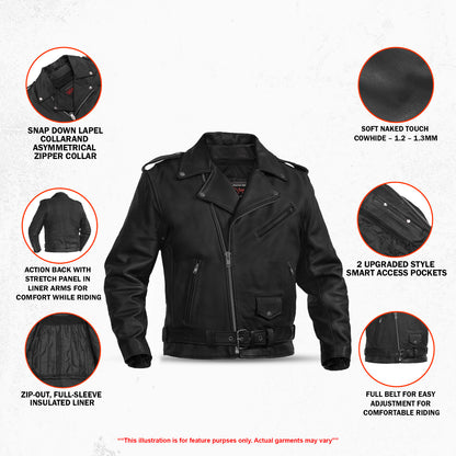 DS732 Men's Premium Classic Plain Side Police Style Jacket