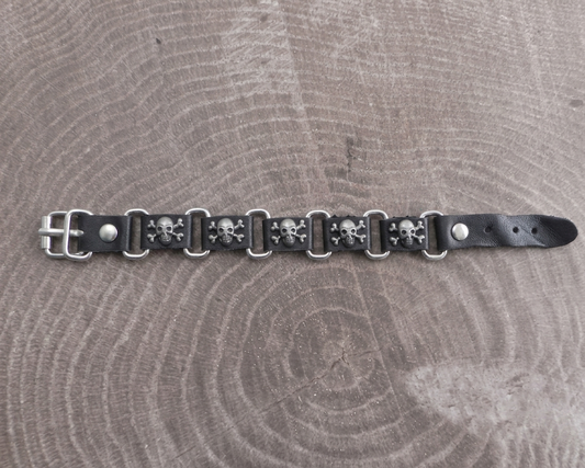 SKULL LEATHER BUCKLE BRACELET