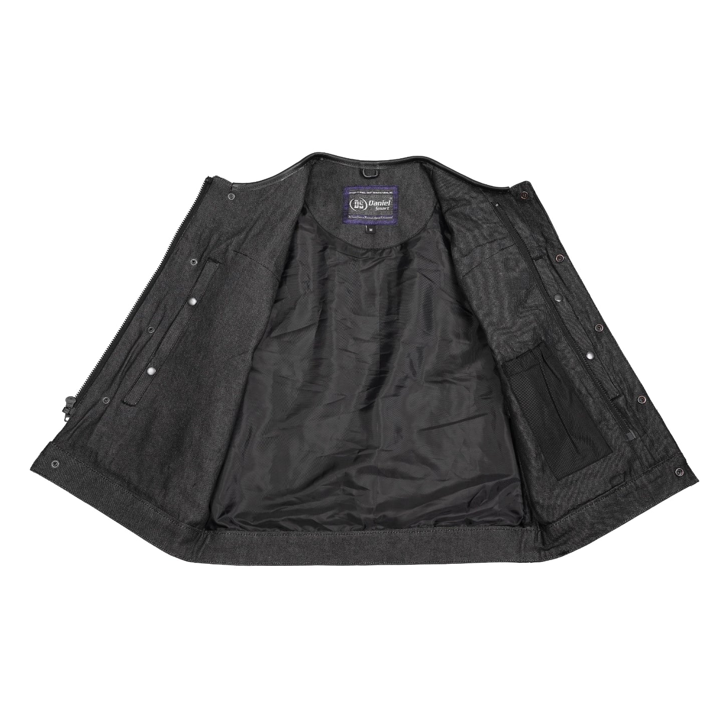 DM901   Men's Leather/Denim Combo Vest Without Collar