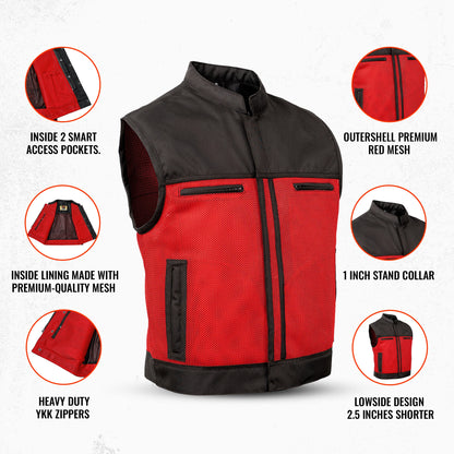 Red Flame - Low Cut Summer Spark Men's Mesh Vest