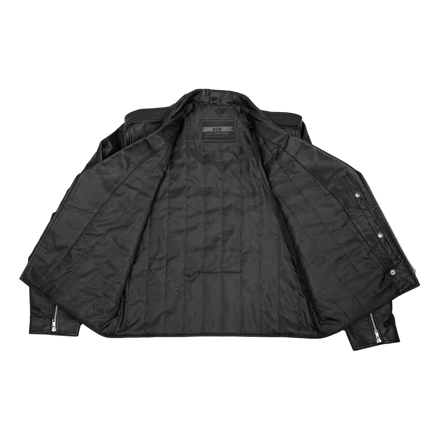 DS710 Economy Motorcycle Classic Biker Leather Jacket - Plain Sides