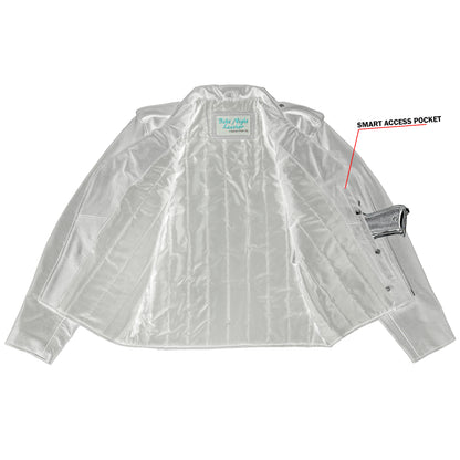 DS711 Economy Motorcycle Classic Biker Leather Jacket - Side Laces