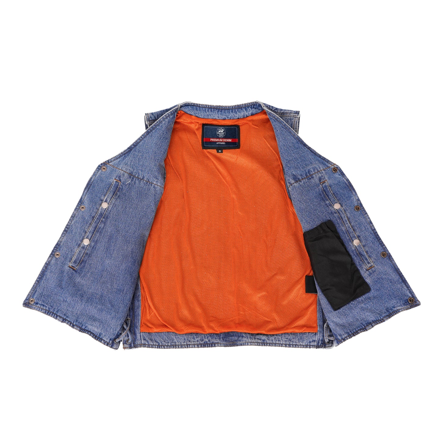 DM905BU    Men's Single Back Panel Concealed Carry Denim Vest