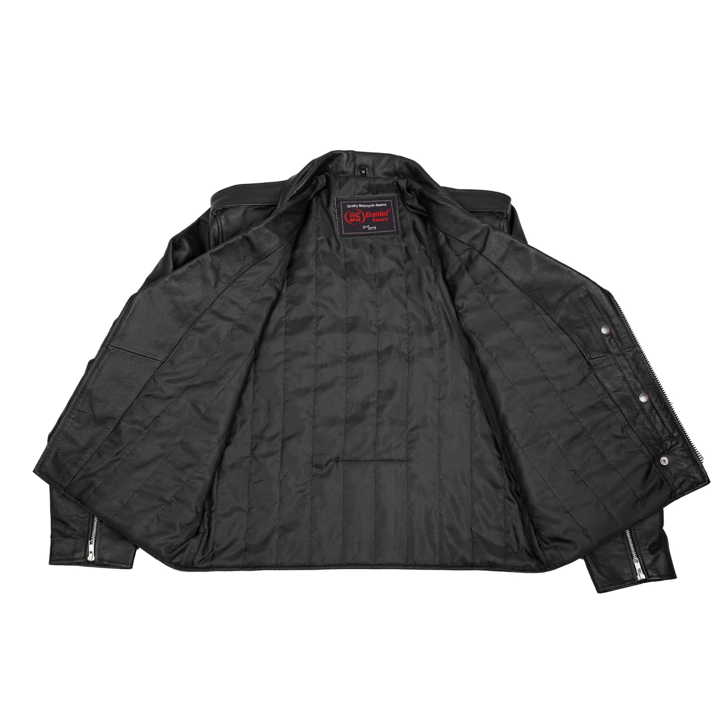 DS710 Economy Motorcycle Classic Biker Leather Jacket - Plain Sides