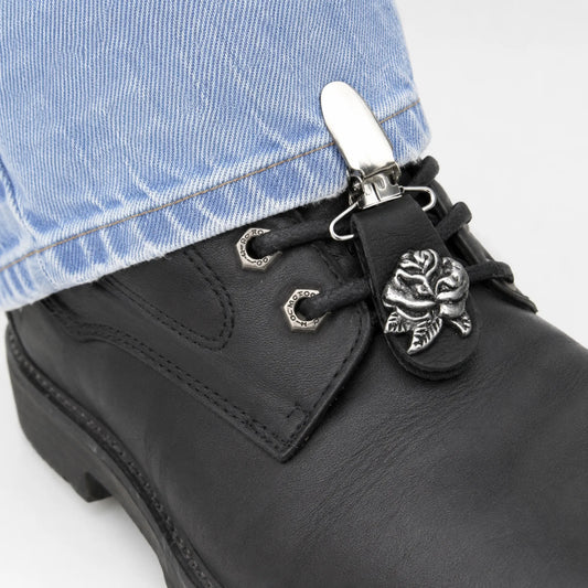 Silver Rose Boot Clips