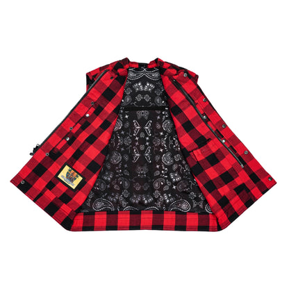 Red Blaze Black and Red Flannel Textile Vest