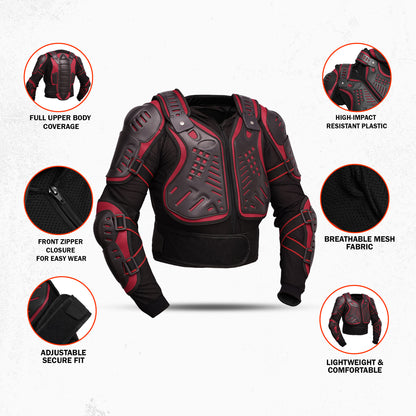 Motorcycle Full Body Armor - CE-2 Level - Red