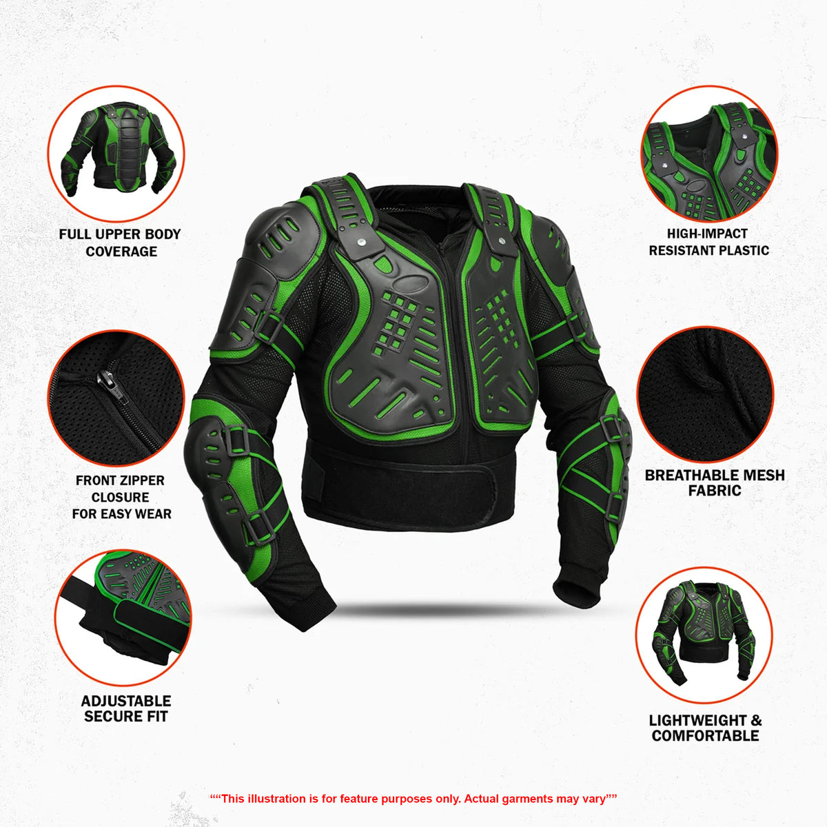 Motorcycle Full Body Armor - CE-2 Level - Green