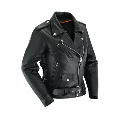 DS831 Women's Classic Side Lace Police Style M/C Jacket