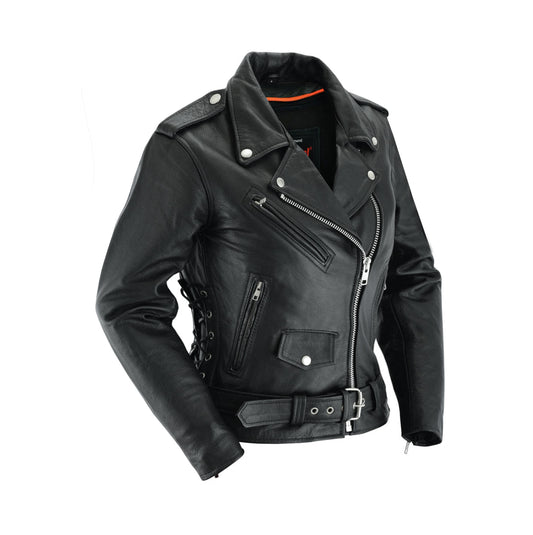 DS831 Women's Classic Side Lace Police Style M/C Jacket