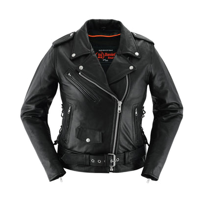 DS831 Women's Classic Side Lace Police Style M/C Jacket
