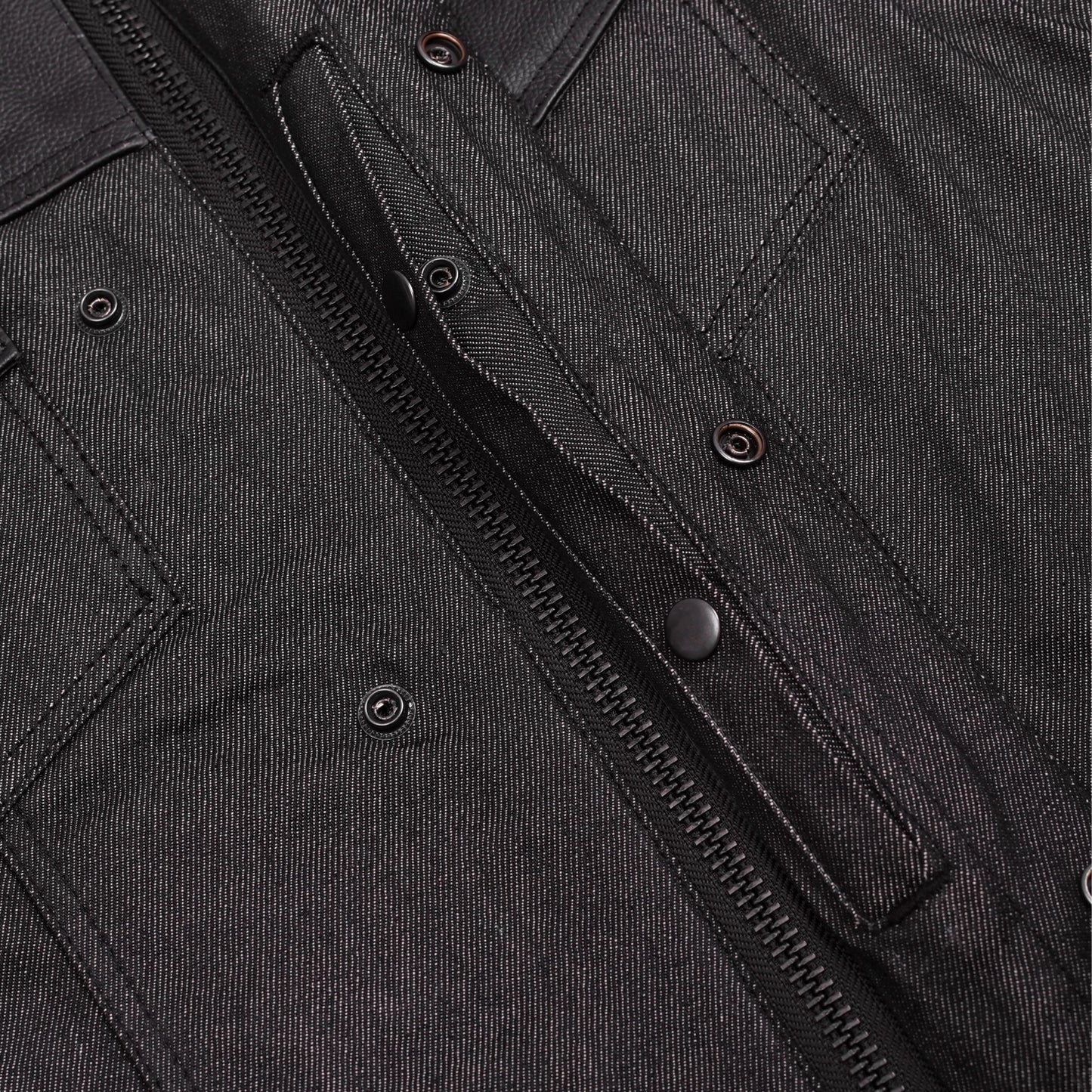 DM901   Men's Leather/Denim Combo Vest Without Collar