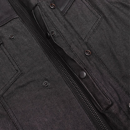 DM901   Men's Leather/Denim Combo Vest Without Collar