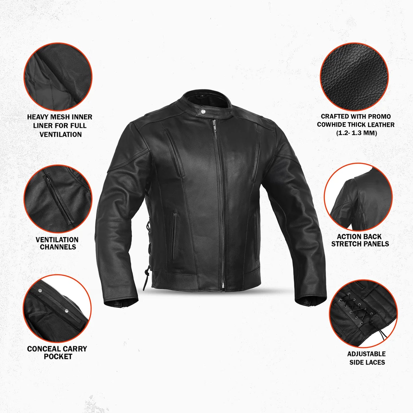 RustRider™ Men's Leather Motorcycle Jacket