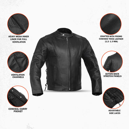 RustRider™ Men's Leather Motorcycle Jacket