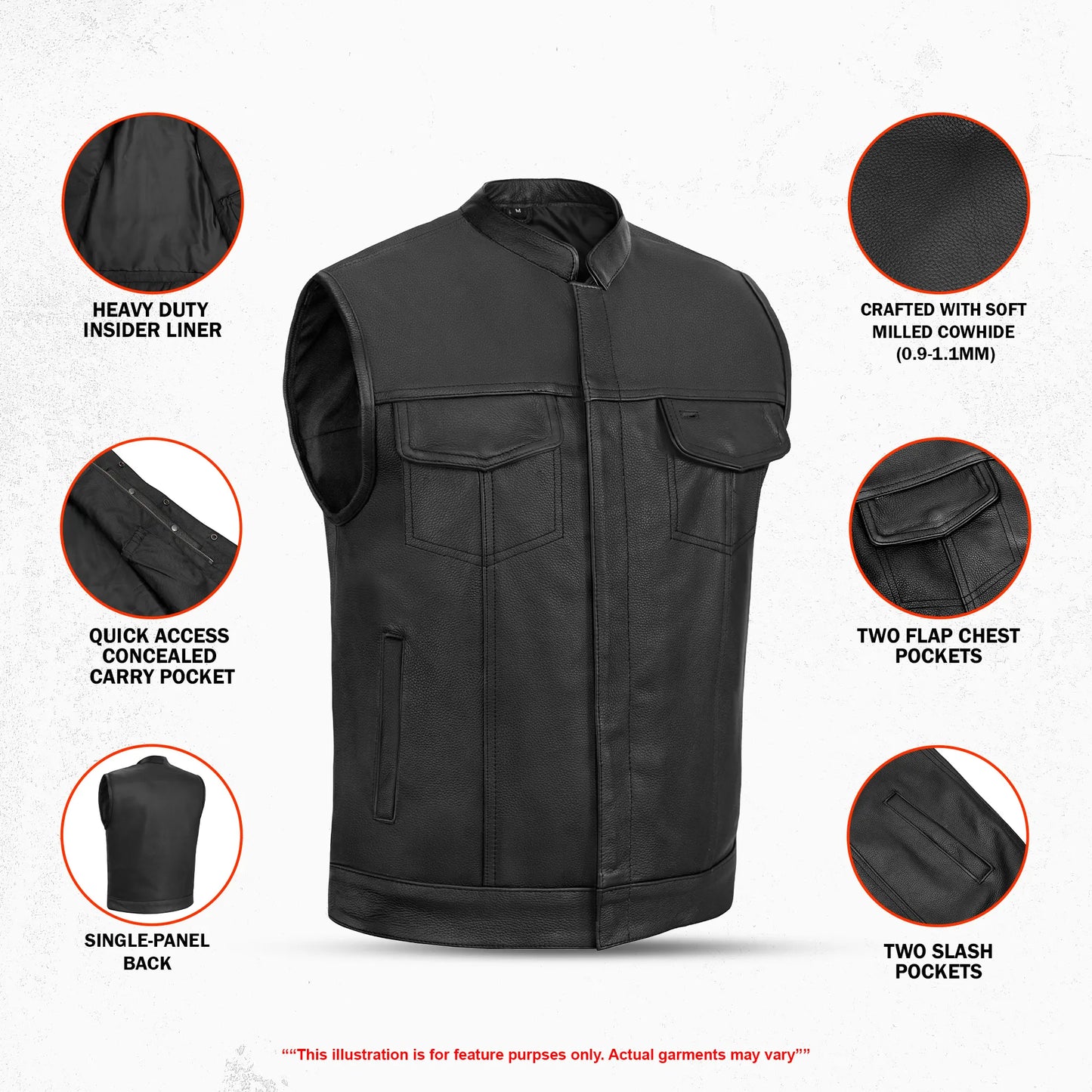 AM9192 Metro Men's Motorcycle Leather Vest