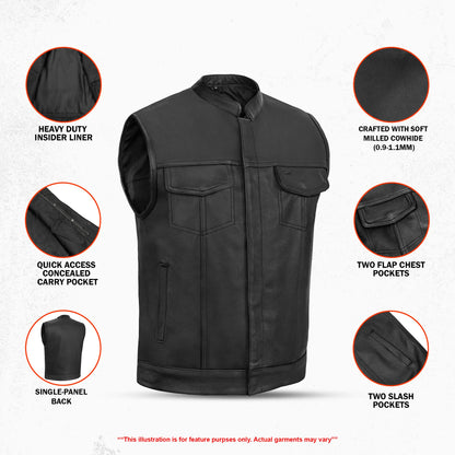 AM9192 Metro Men's Motorcycle Leather Vest