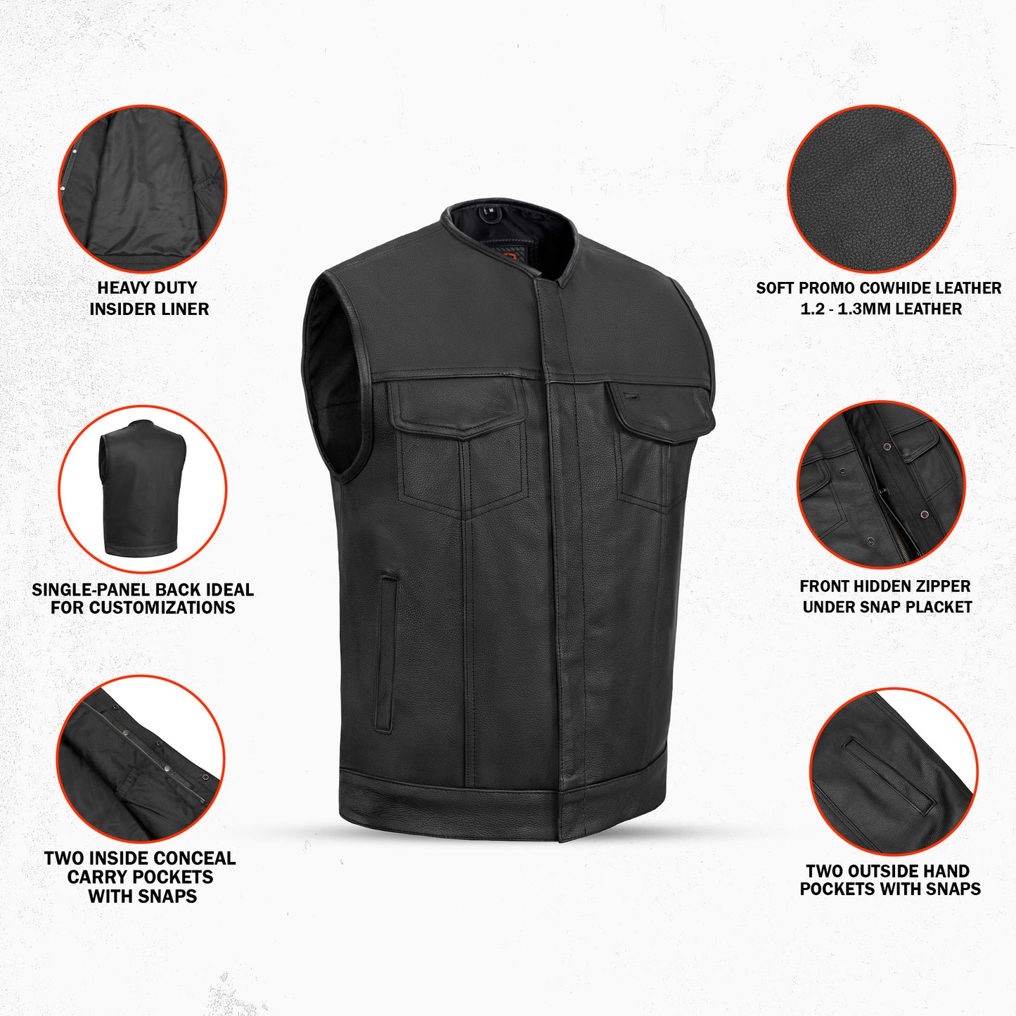 AM9193 Concealed Snap Closure, Without Collar & Hidden Zipper