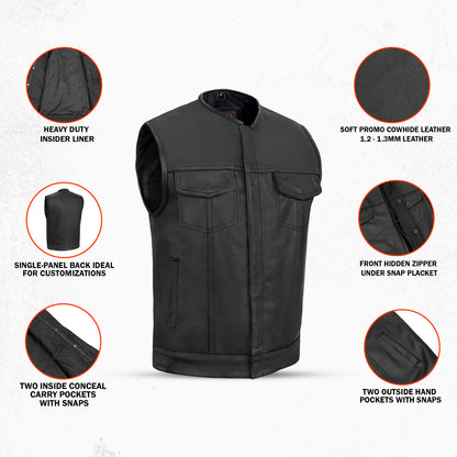 AM9193 Concealed Snap Closure, Without Collar & Hidden Zipper