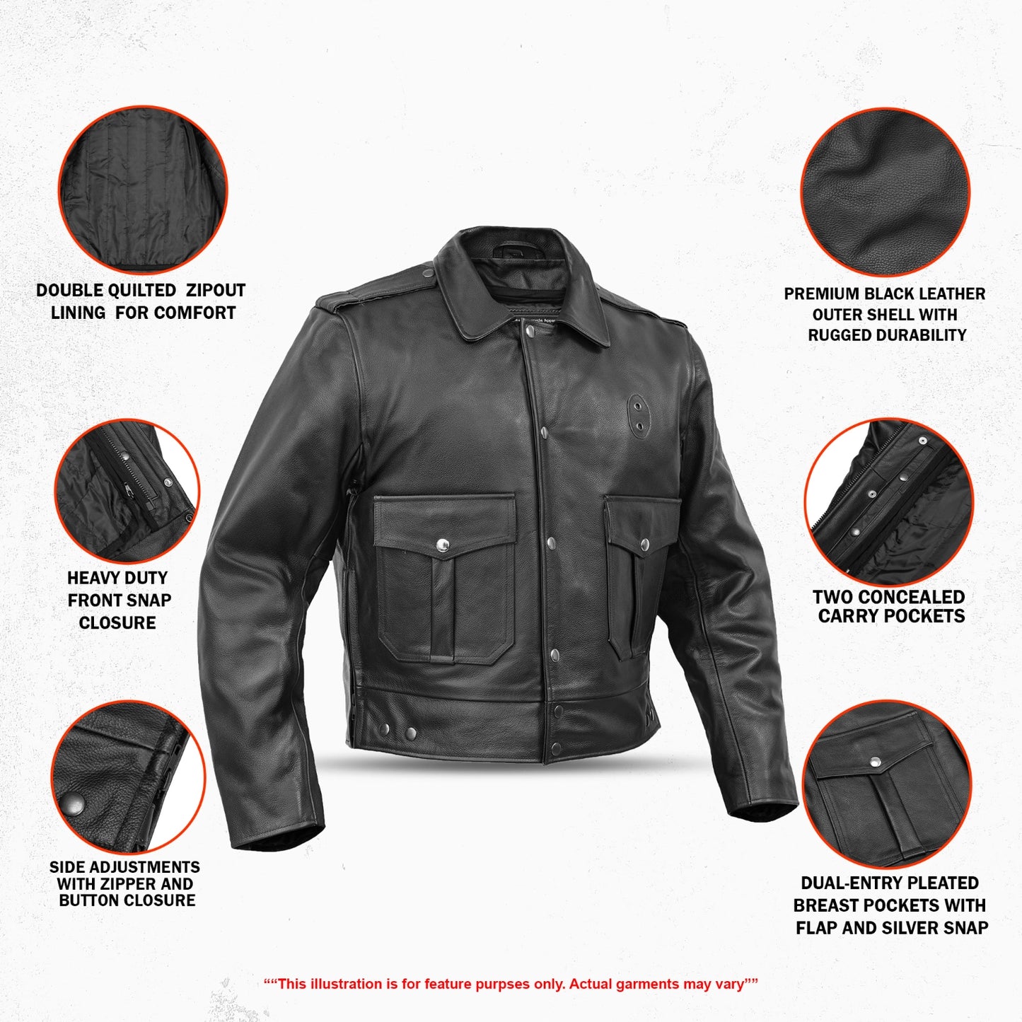 Alpha Badge – Men’s Leather Motorcycle Jacket