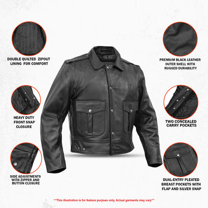 Alpha Badge – Men’s Leather Motorcycle Jacket