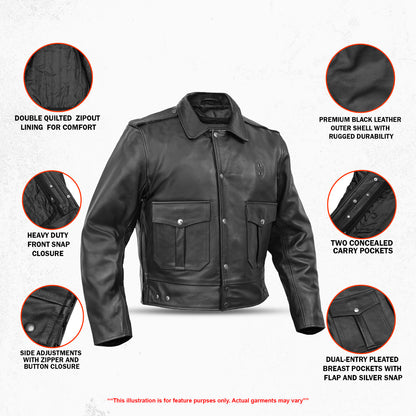 Alpha Badge – Men’s Leather Motorcycle Jacket