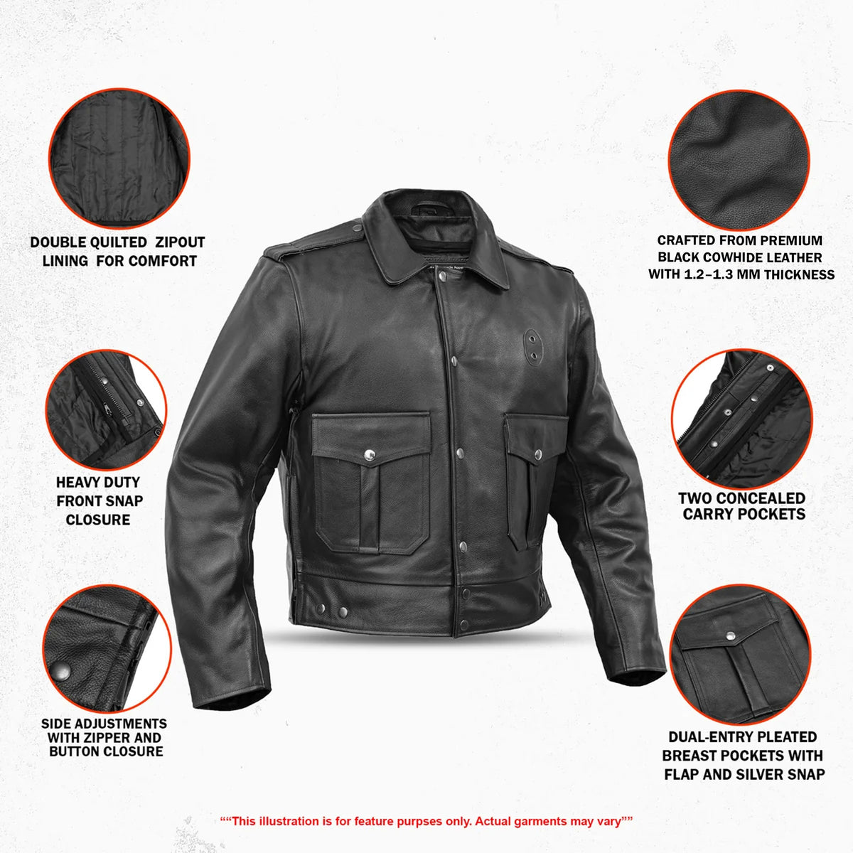 Alpha Badge – Men’s Leather Motorcycle Jacket