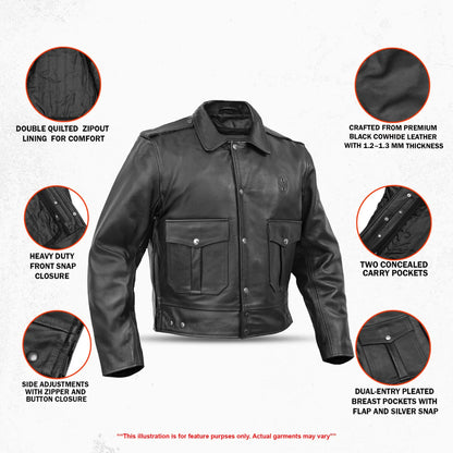 Alpha Badge – Men’s Leather Motorcycle Jacket