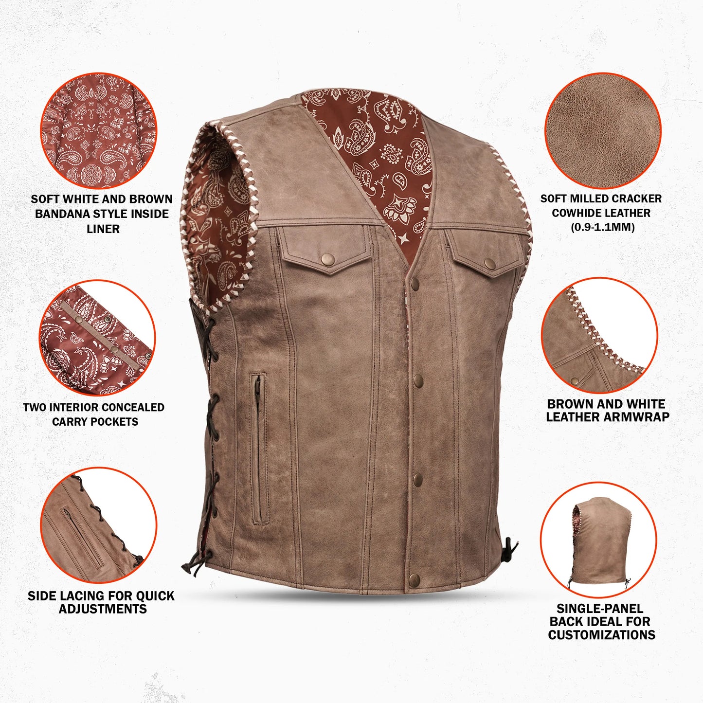 Badlands - Men's Motorcycle Leather Vest