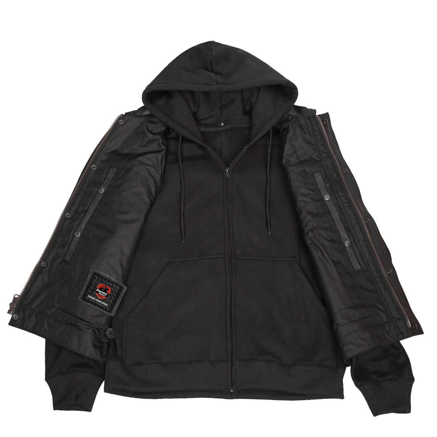 Beckett - Men’s Leather Motorcycle Vest with Hoodie