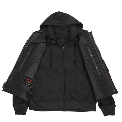 Beckett - Men’s Leather Motorcycle Vest with Hoodie