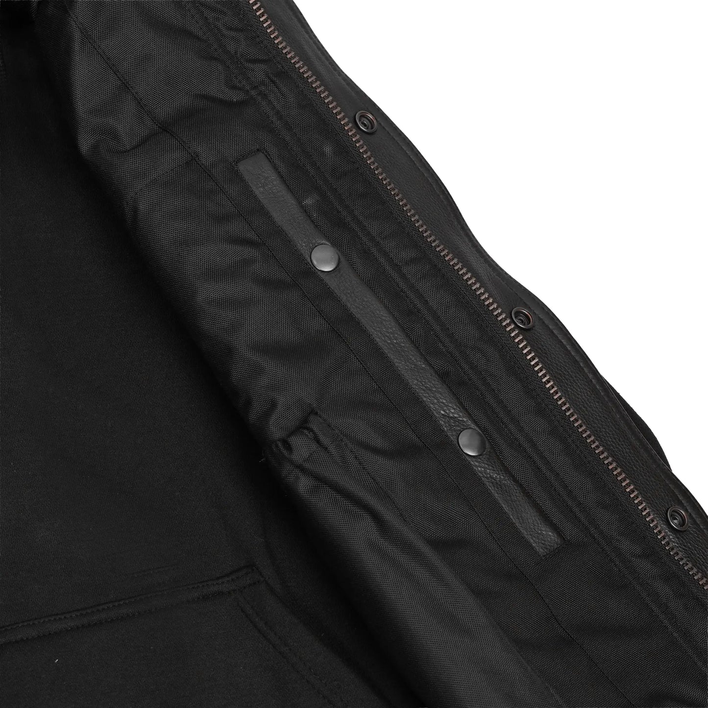 Beckett - Men’s Leather Motorcycle Vest with Hoodie