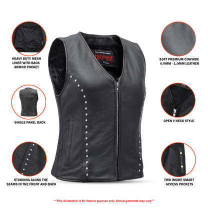 Biker Babe Women’s Studded Leather Motorcycle Vest