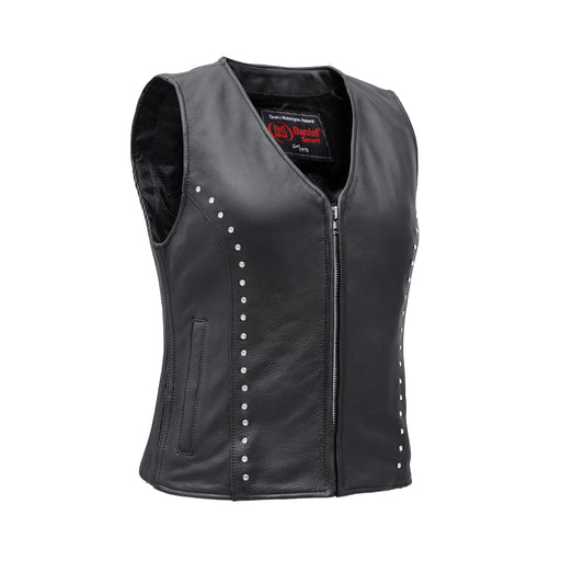 Biker Babe Women’s Studded Leather Motorcycle Vest