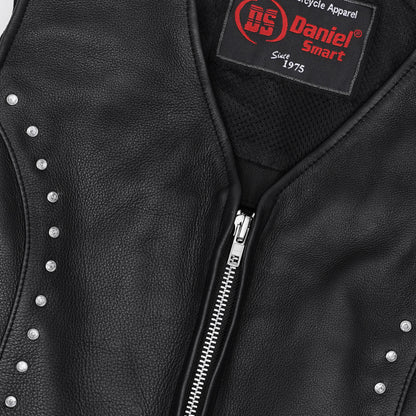 Biker Babe Women’s Studded Leather Motorcycle Vest