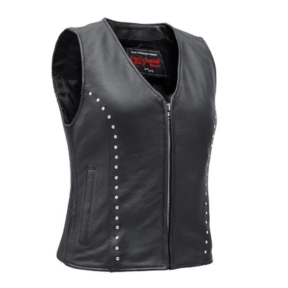 Biker Babe Women’s Studded Leather Motorcycle Vest