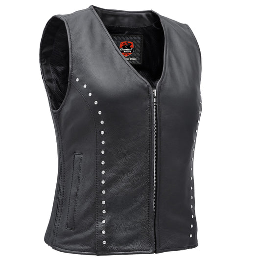 Biker Babe Women’s Studded Leather Motorcycle Vest