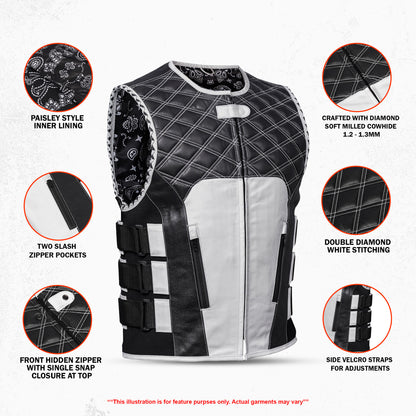 The Blackline Men’s Motorcycle Leather Vest
