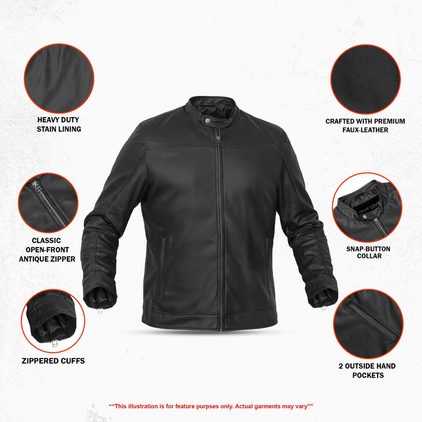 Brunox – Men’s Faux Leather Motorcycle Jacket