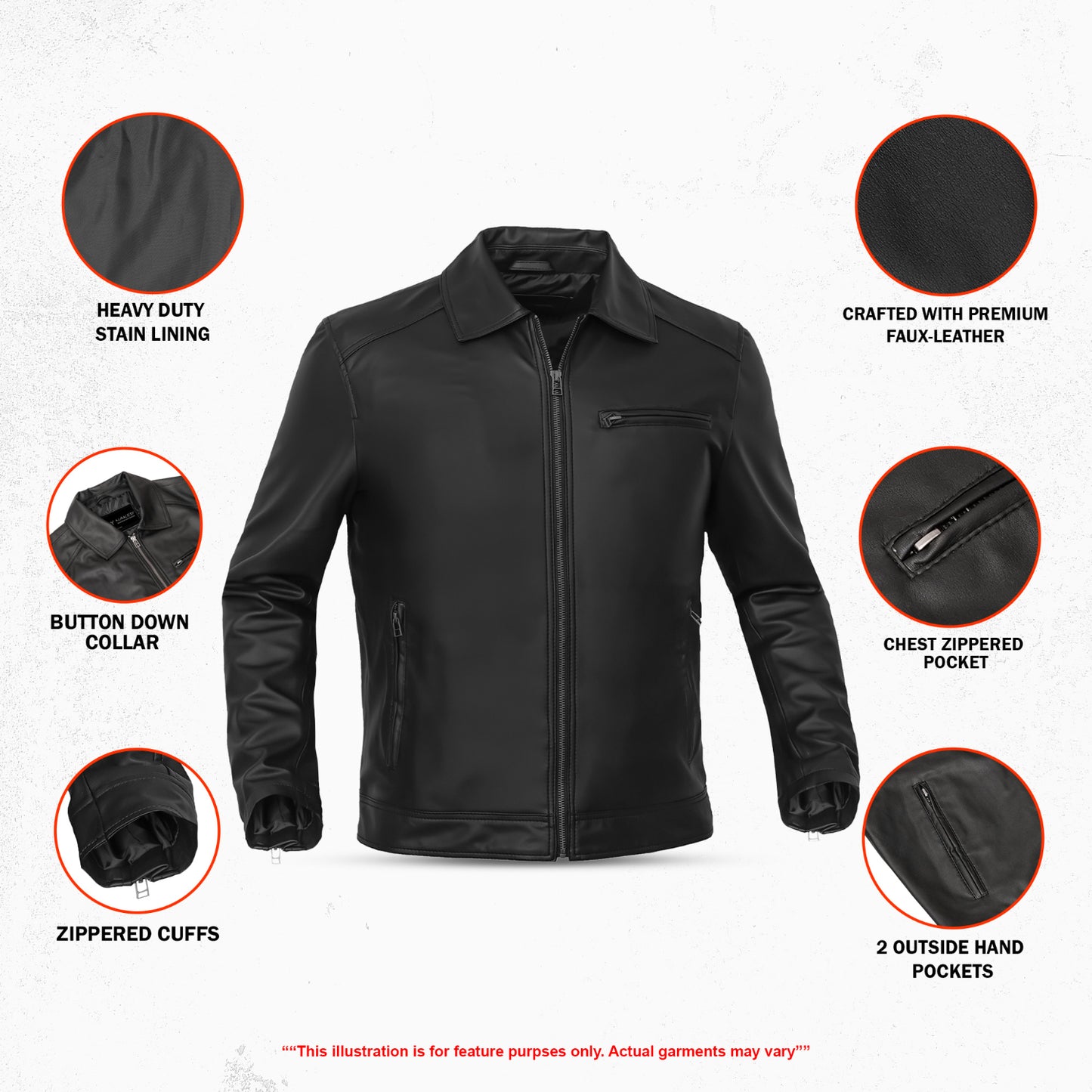 Cendro – Men’s Faux Leather Motorcycle Jacket