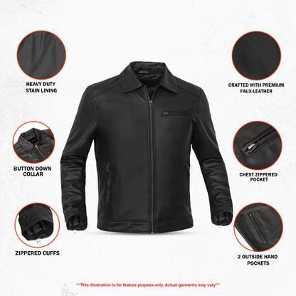 Cendro – Men’s Faux Leather Motorcycle Jacket