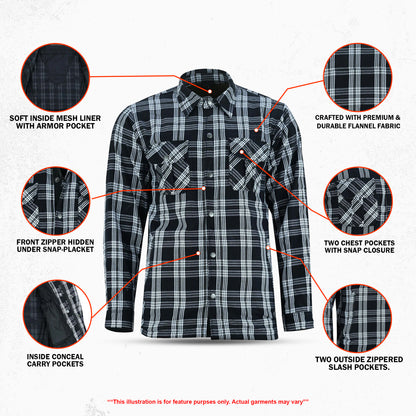 Checkered Champ Armored Men's Motorcycle Flannel Shirt