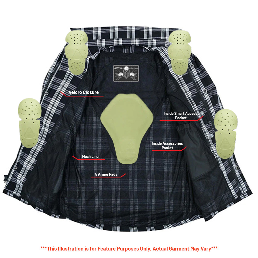 Checkered Champ Men's Black and White Armored Flannel Shirt Daniel Smart Manufacturing
