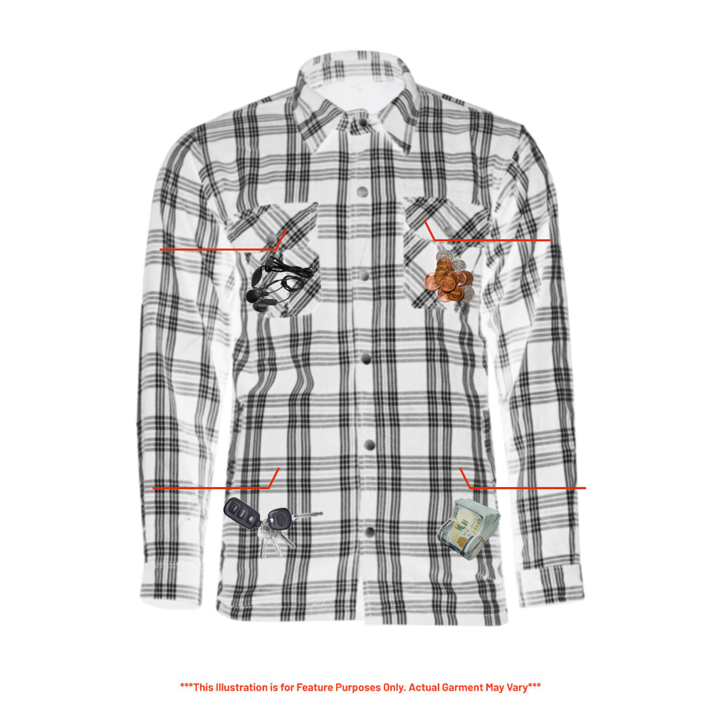 Checkered Champ Men's Black and White Armored Flannel Shirt Daniel Smart Manufacturing