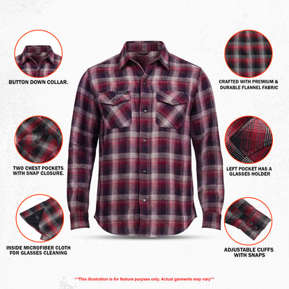 Claret Crest Men’s Maroon, Black and White Flannel